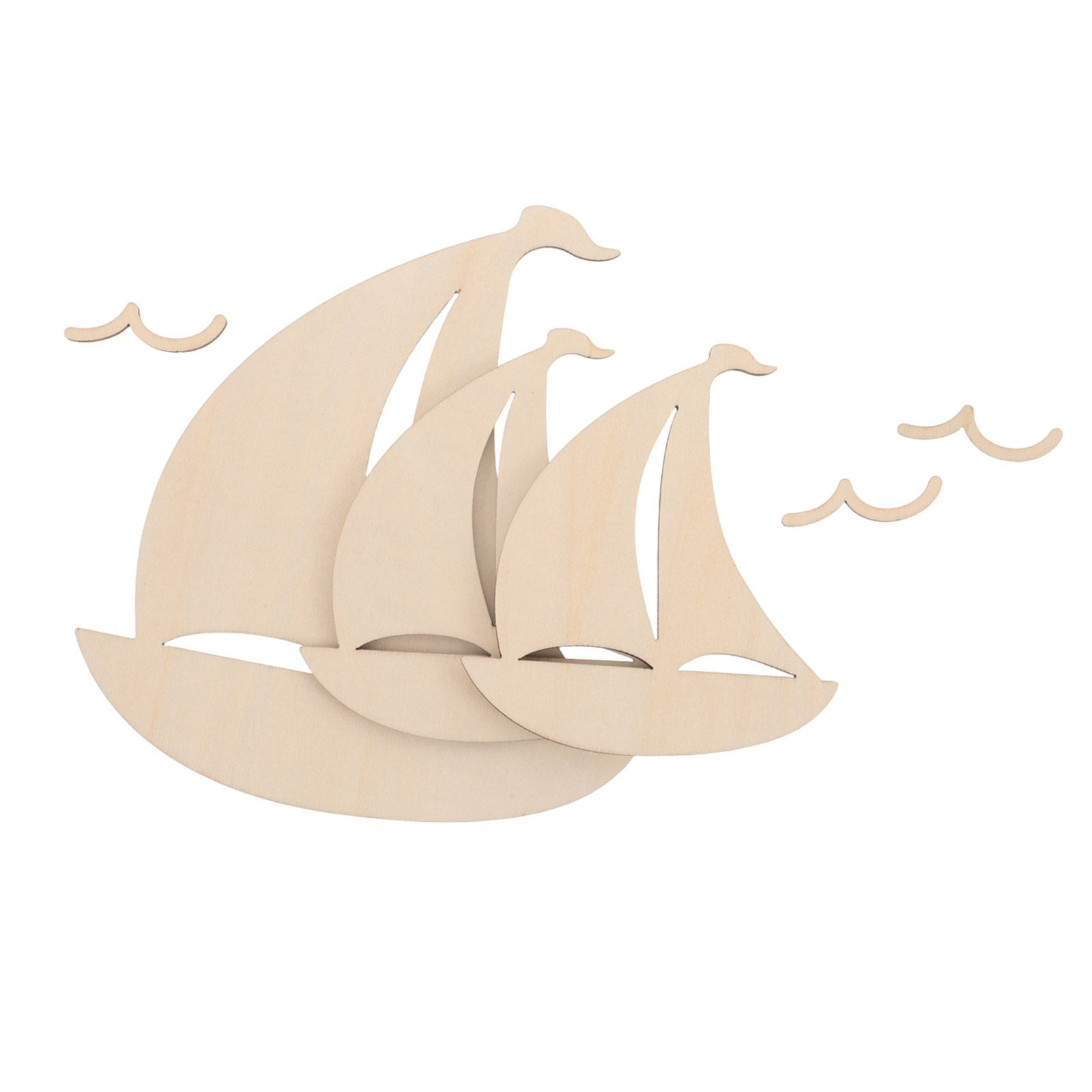 Art And Craft For Nursery - 6Pcs Wooden Sailboat Nursery Wall Art