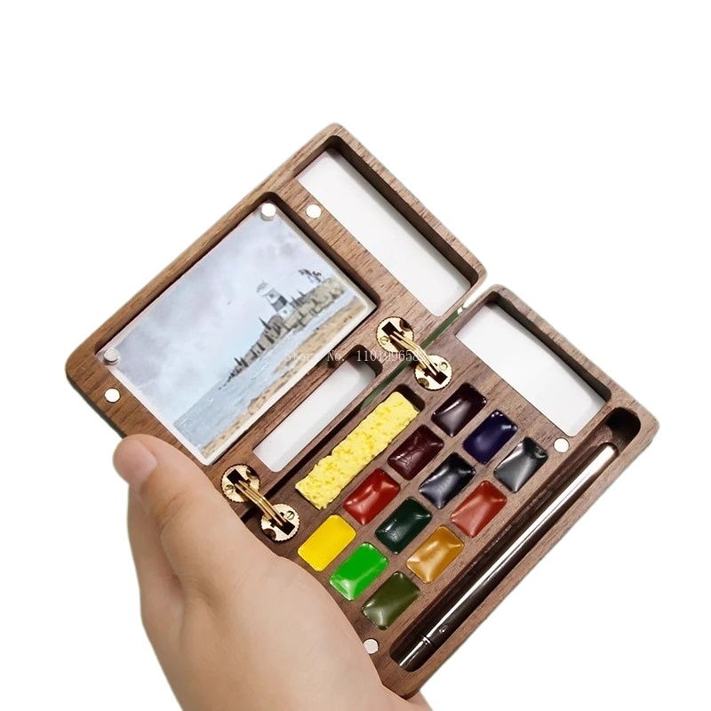 Travel Painting Box Solid Wood - Gouache Paint Set recension och pris