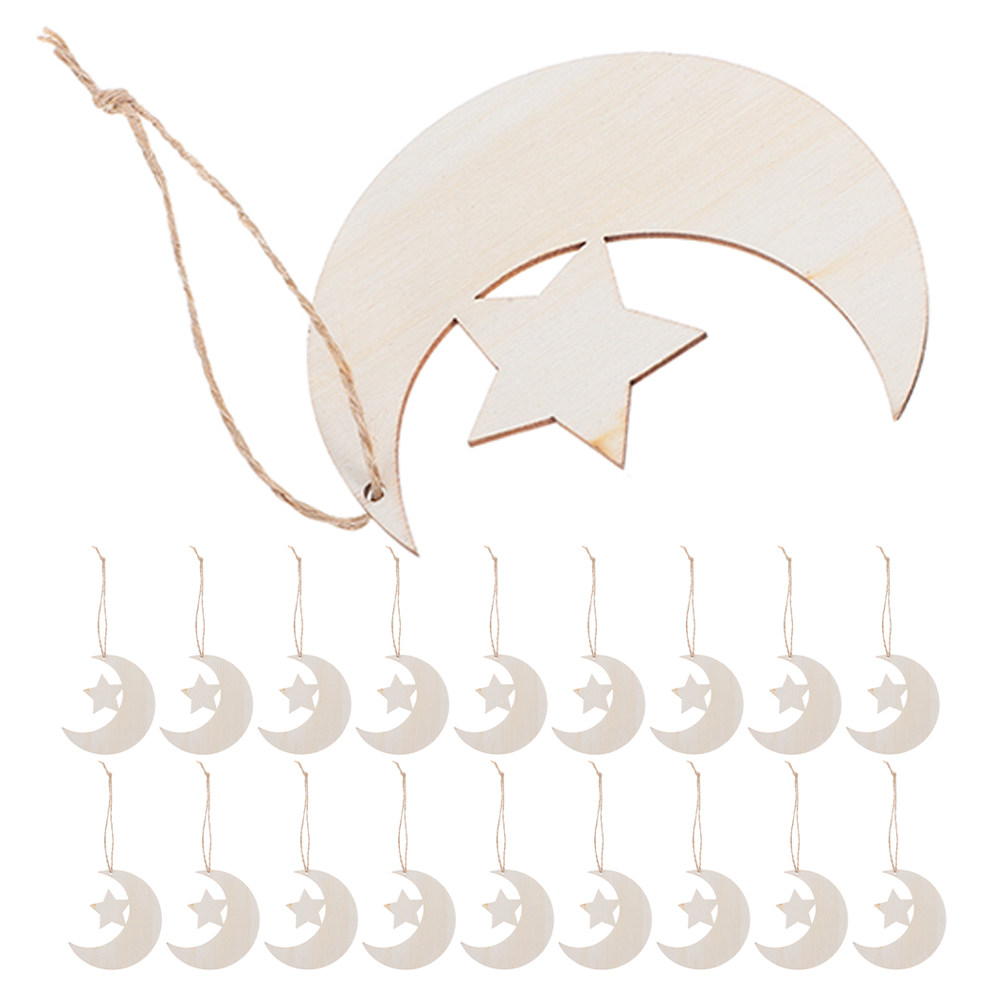 40Pcs Blank Wooden Moon and St - Art And Craft For Nursery recension och pris