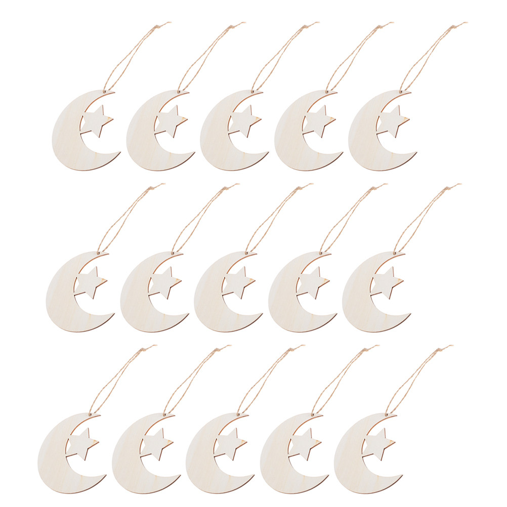 40Pcs Blank Wooden Moon and St - Art And Craft For Nursery recension och pris