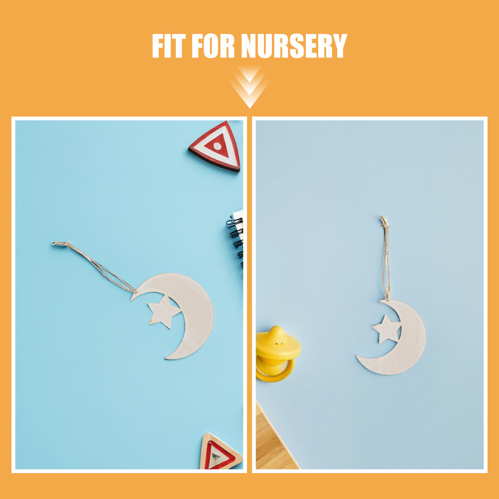 40Pcs Blank Wooden Moon and St - Art And Craft For Nursery recension och pris