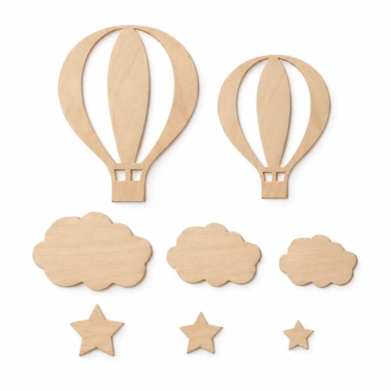 13-Piece Wooden Hot Air Balloo - Art And Craft For Nursery recension och pris