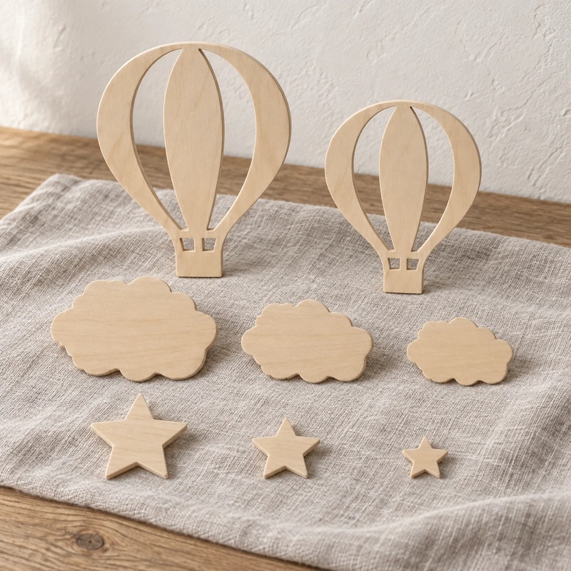 13-Piece Wooden Hot Air Balloo - Art And Craft For Nursery recension och pris