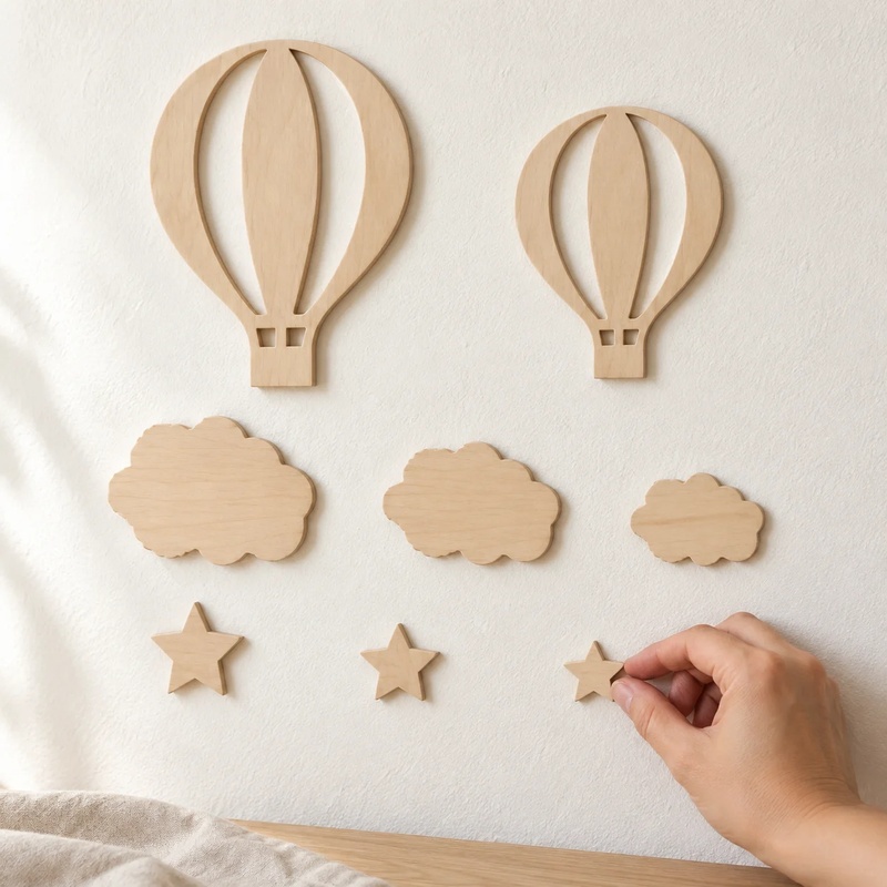 13-Piece Wooden Hot Air Balloo - Art And Craft For Nursery recension och pris