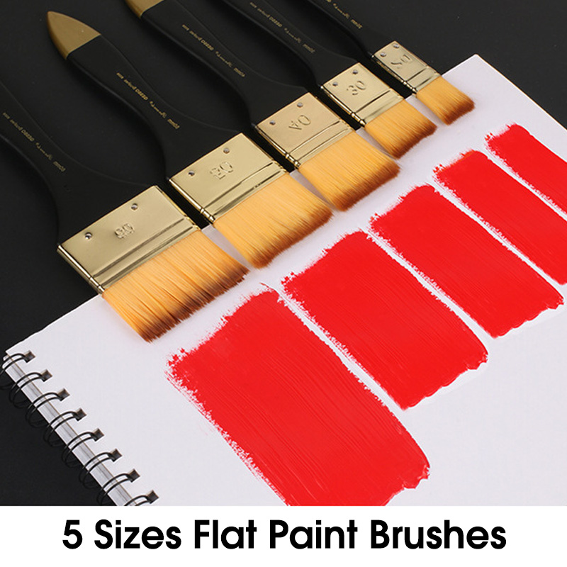 5 Sizes Flat Paint Brushes,Nyl - Gouache Paint Set recension och pris