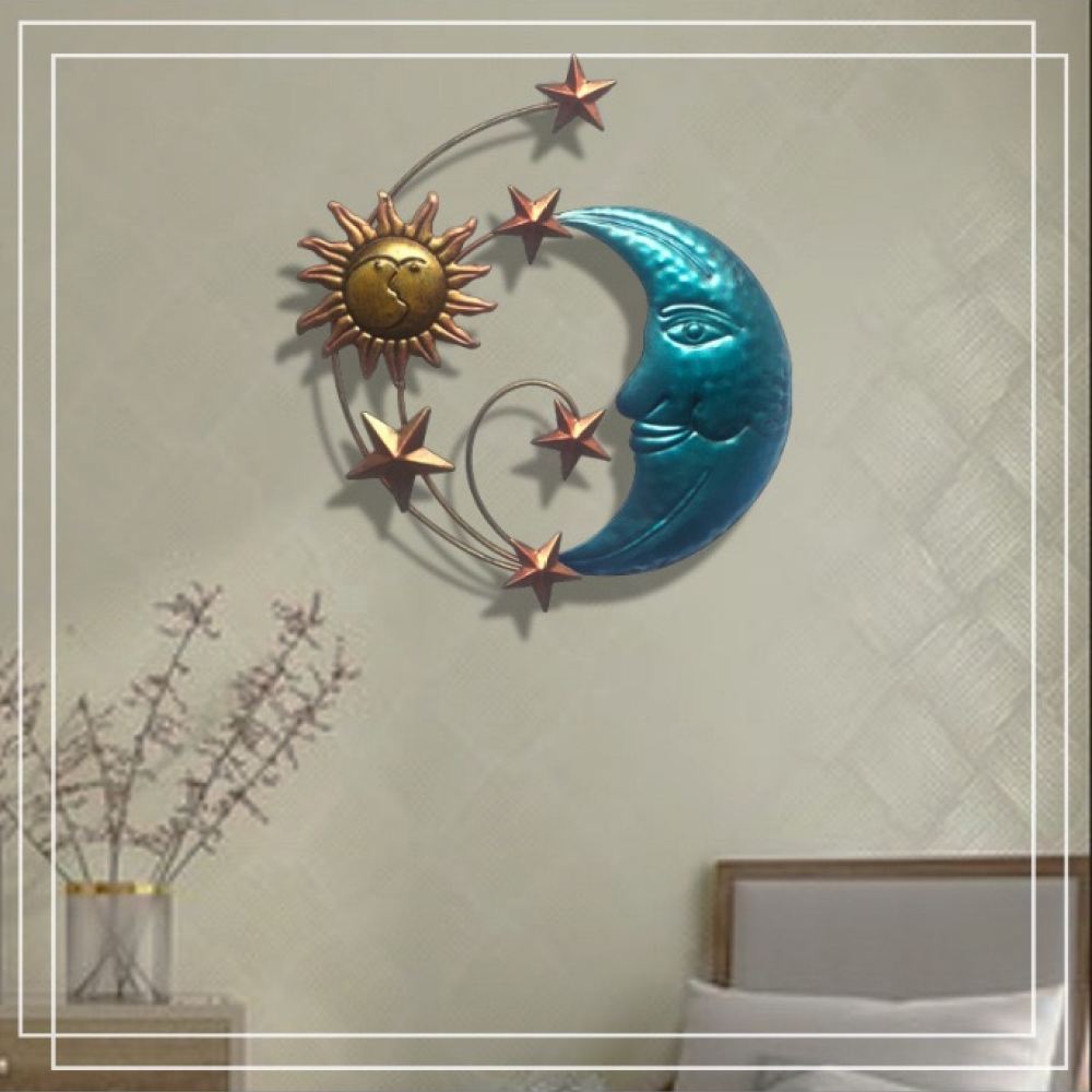 Handmade Iron Metal Moon Face  - Art And Craft For Nursery recension och pris