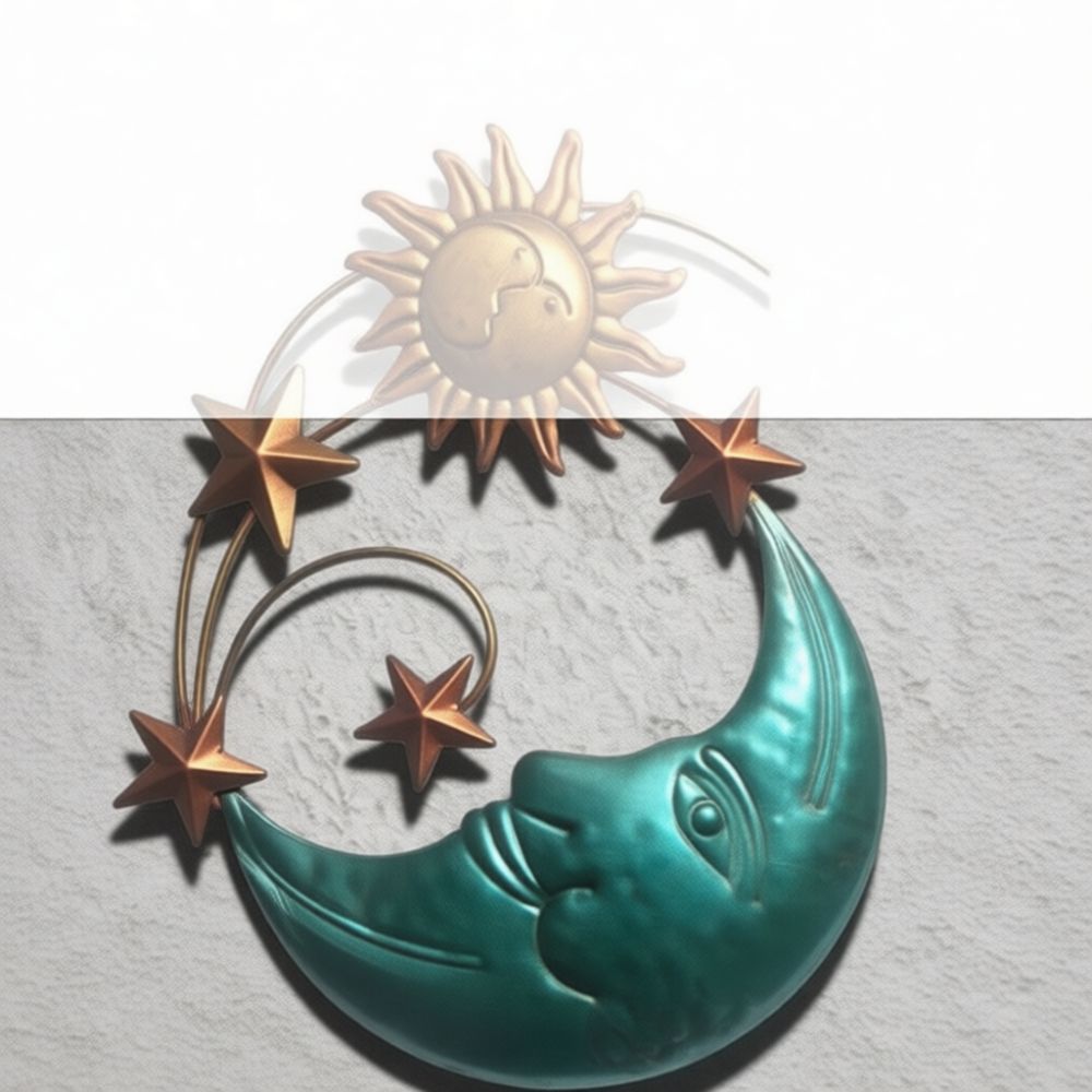 Handmade Iron Metal Moon Face  - Art And Craft For Nursery recension och pris